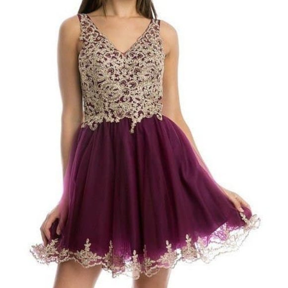 V-Neck Short A-Line Shape Prom Dress JT835 - Picture 1 of 5